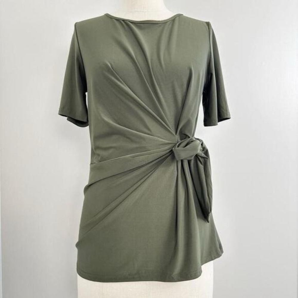 Womens DKR  & Co Green Short Sleeve Tie Front Top Size S New